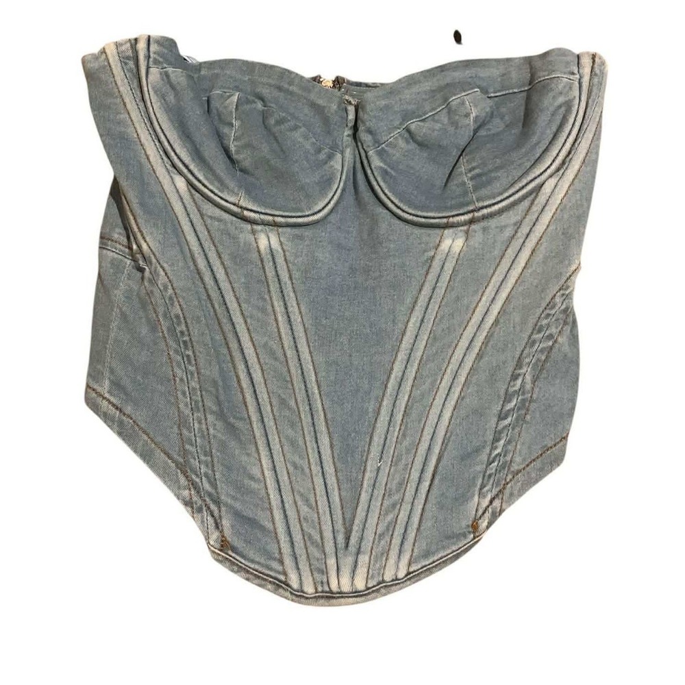 Fashion Nova Denim Corset Top  Medium Blue Bae For Tonight Y2K Baddie Street